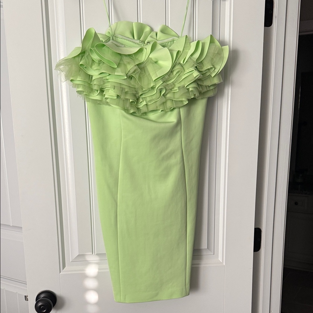 Lilly Pulitzer x Badgley Mischka Strapless Lime Green Dress